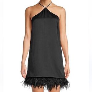 MICHAEL Michael Kors Feather Trim Halter Shift Dress Size XL